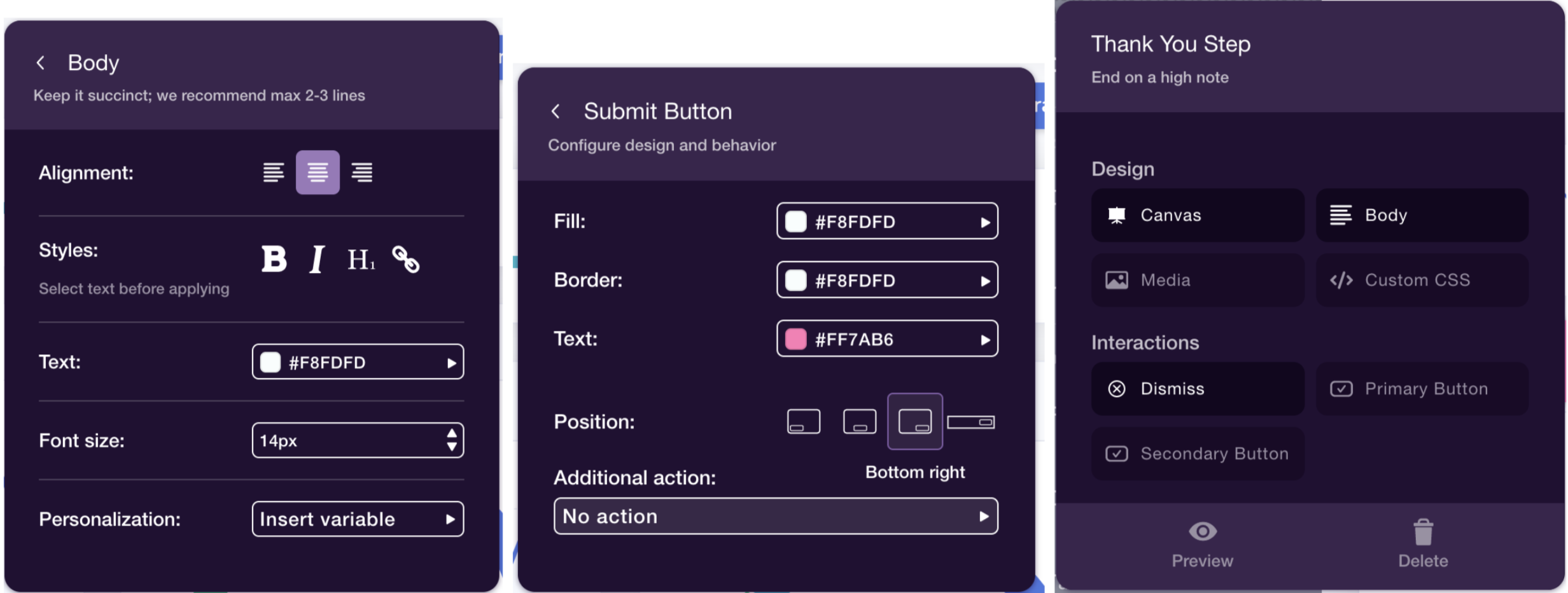 Builder panel explanation examples
