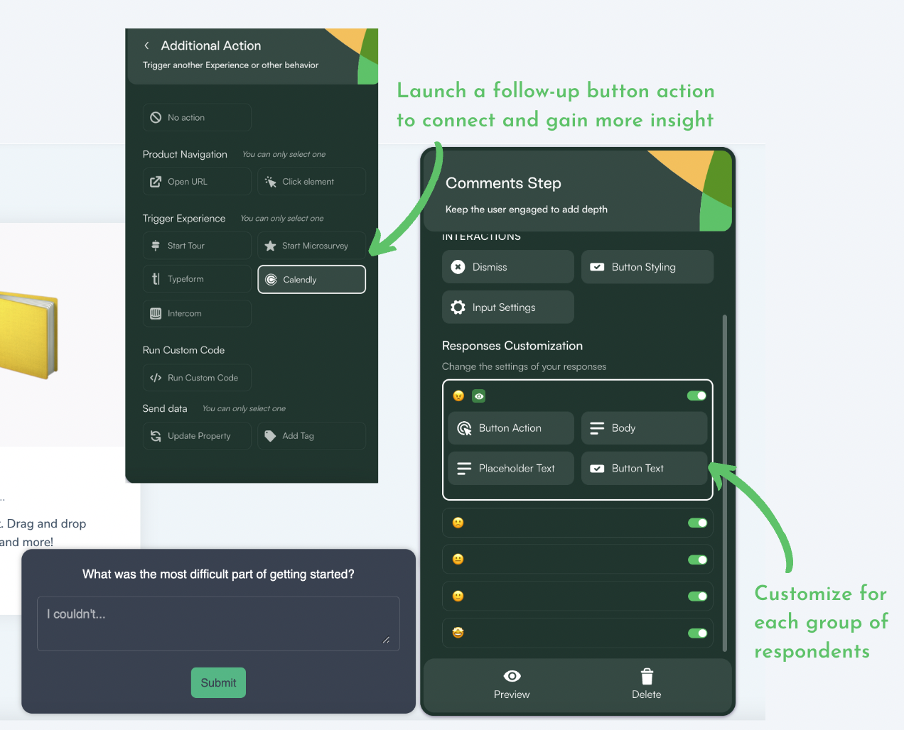 respondents customization and Additional Actions options