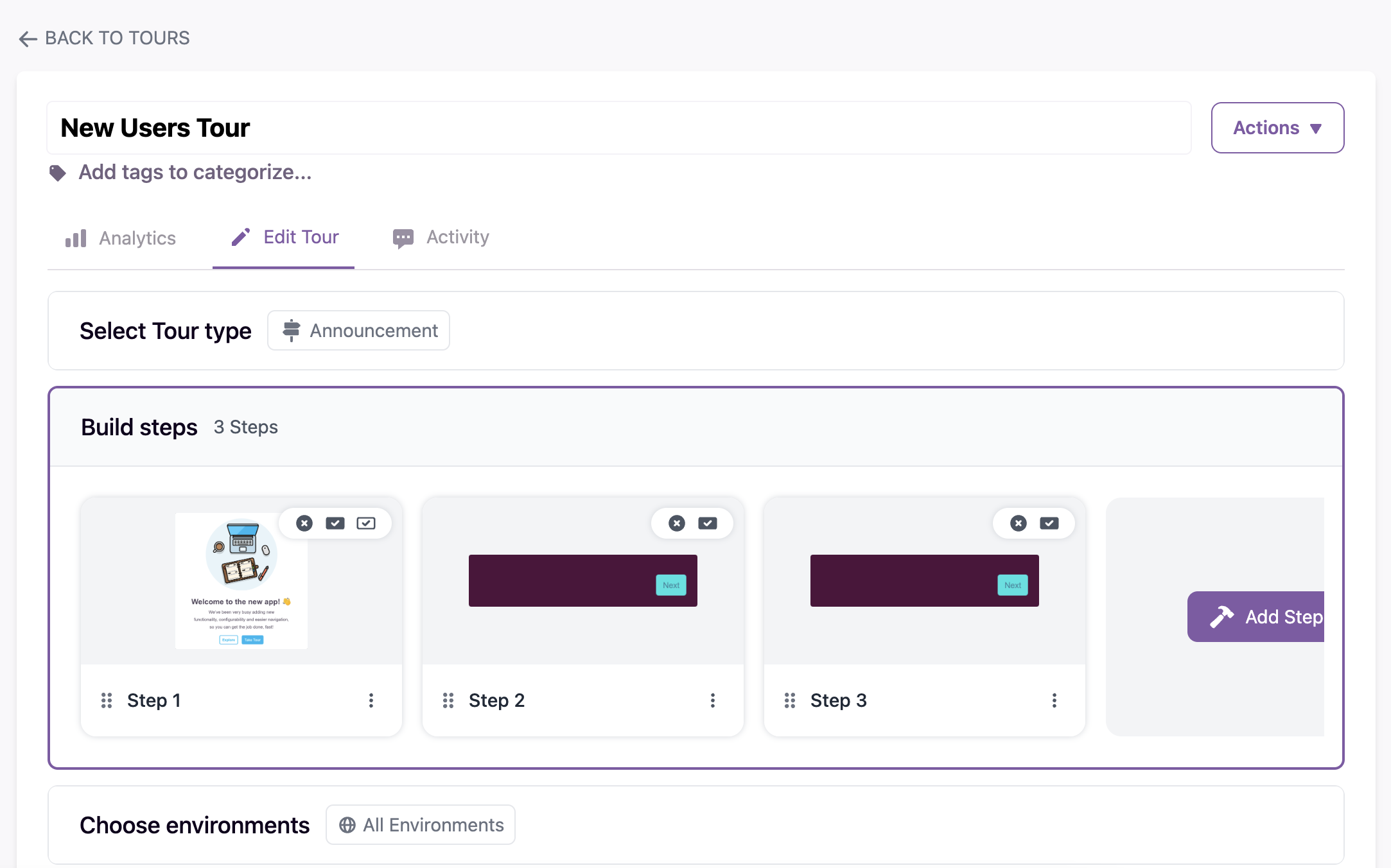creating a Tour from the Chameleon Dashboard