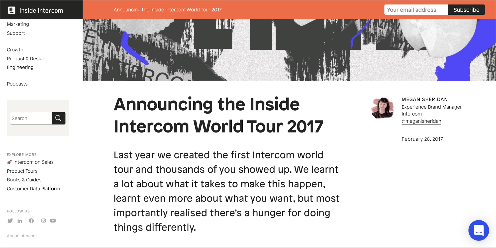 inside intercom world tour announcement customer love