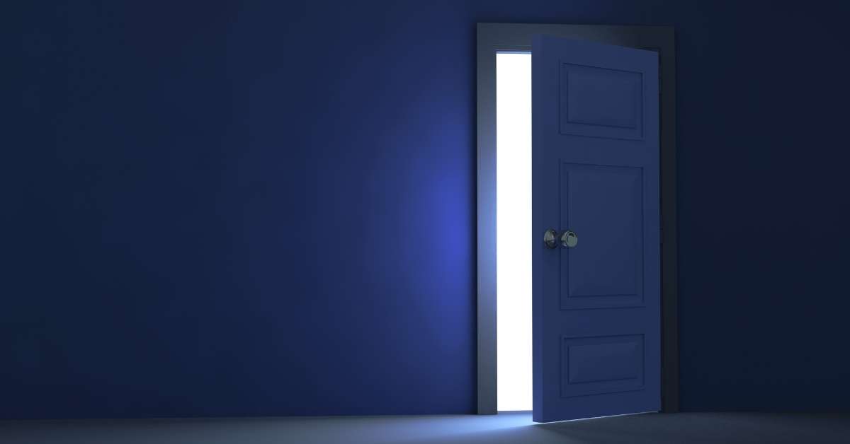 An image of a door ajar that symbolizes fake door tests