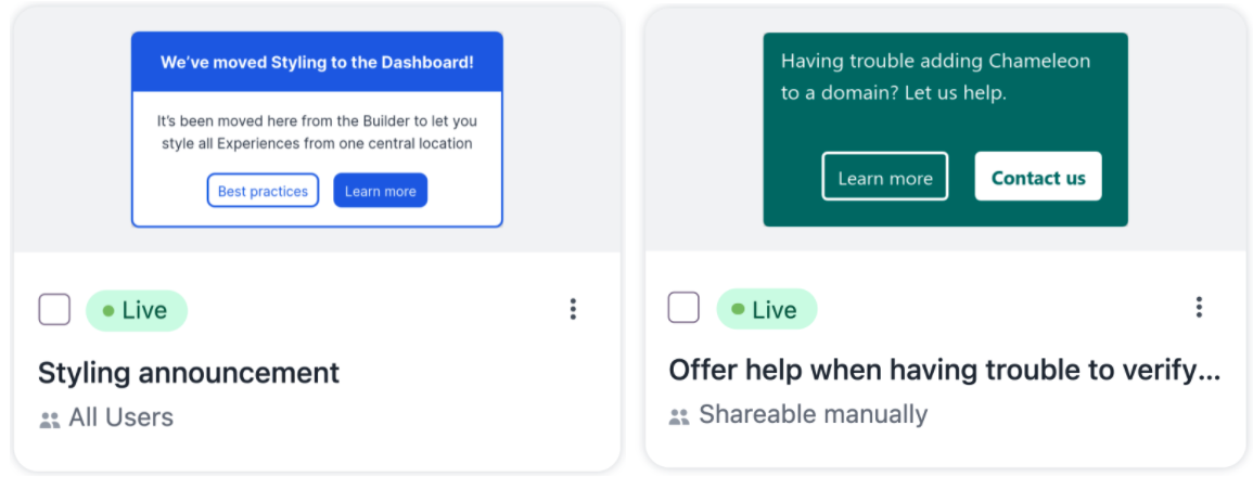 Dashboard card view