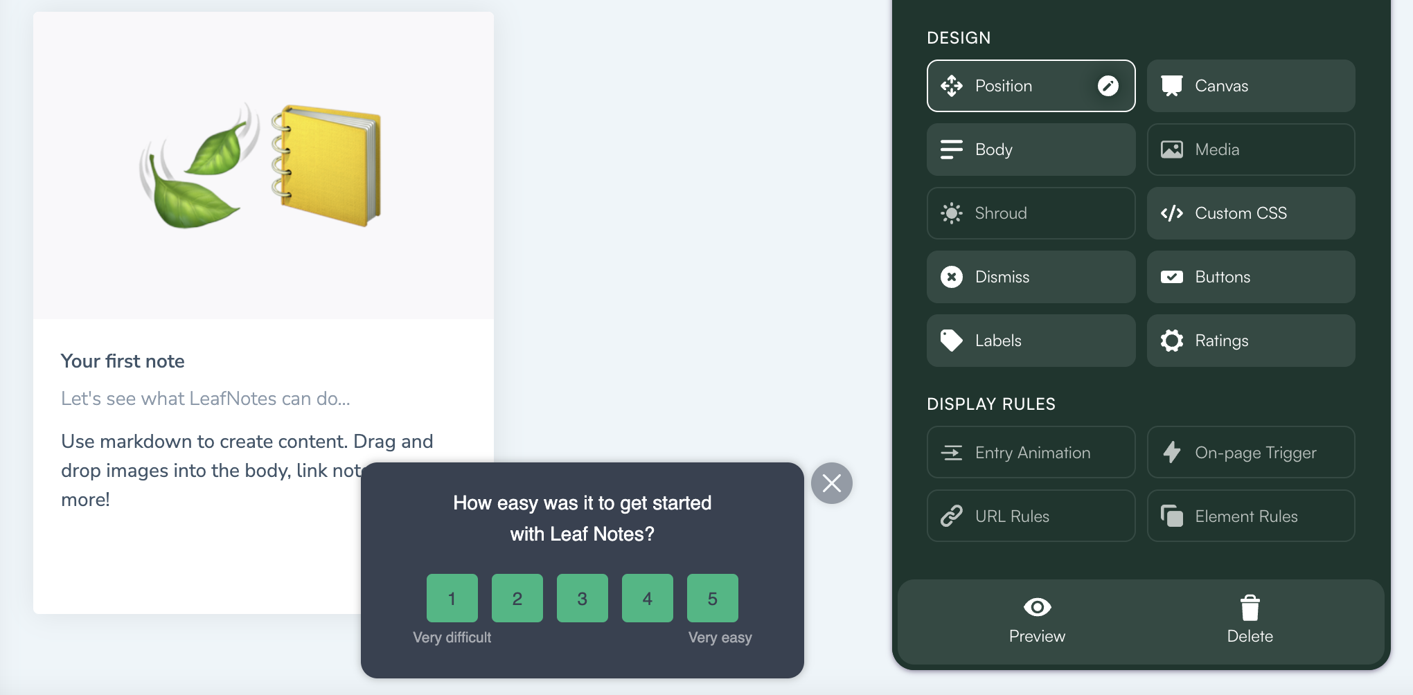 a rating Microsurvey in Chameleon