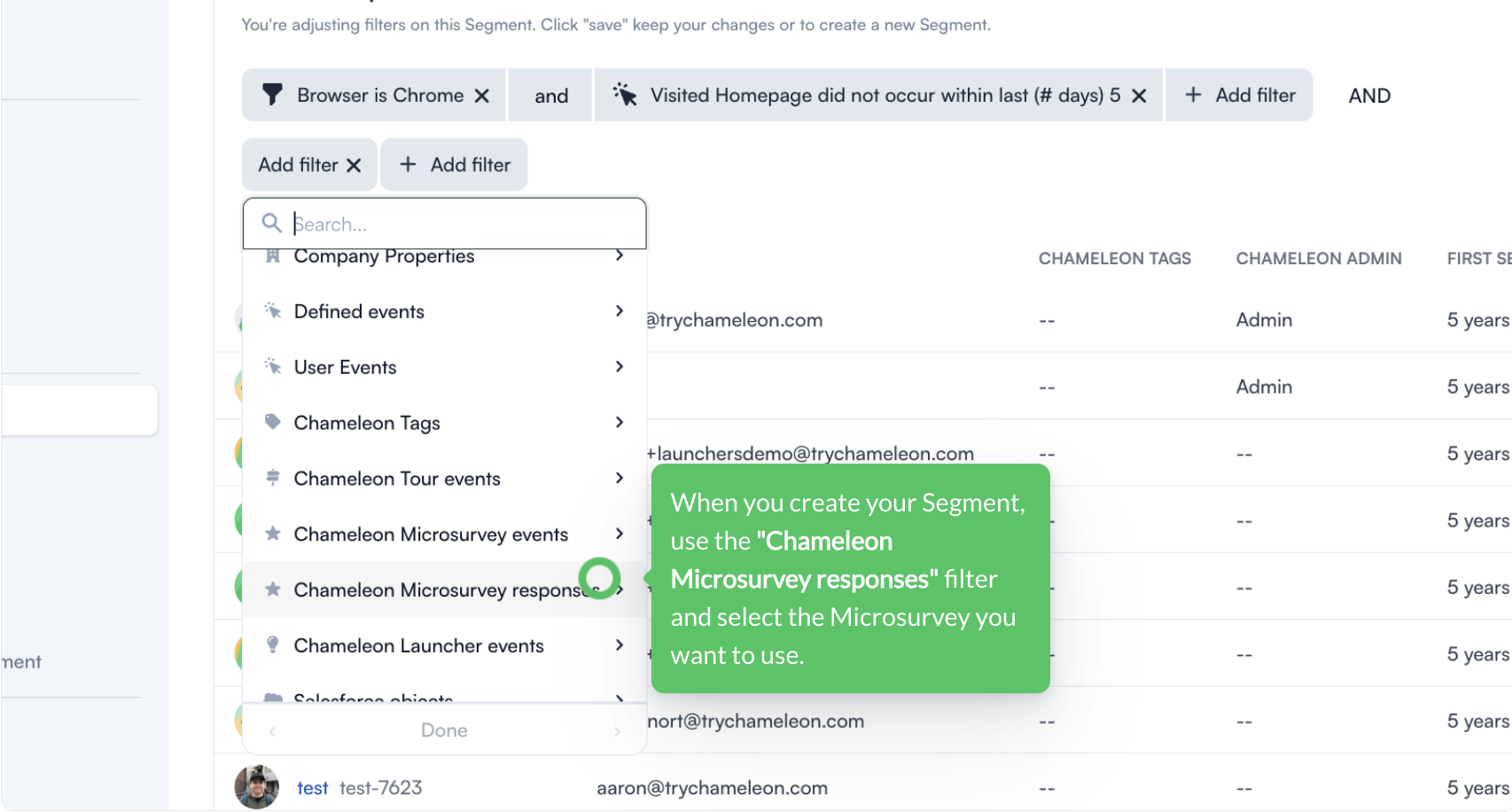 Microsurvey data targeting