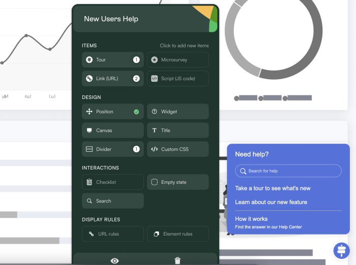 user onboarding ux New users help menu