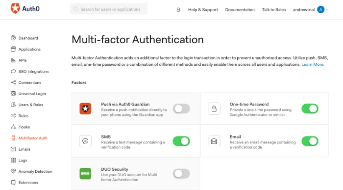 Auth0 multi-factor authentication