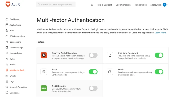 Auth0 multi-factor authentication