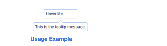 A jQuery EasyUI tooltip usage example: a 'Hover Me' trigger button with a tooltip below it reading 'This is the tooltip message.'
