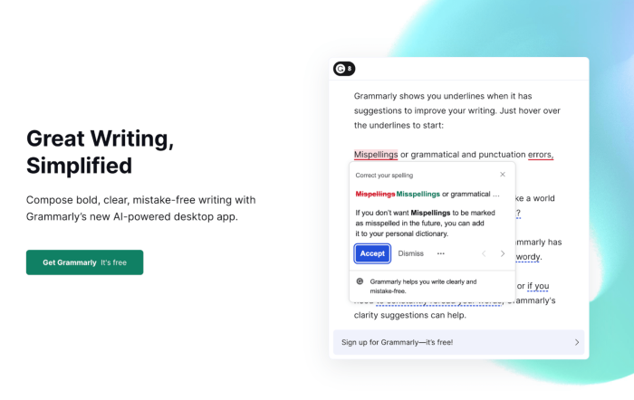 A screenshot of Grammarly's signup page