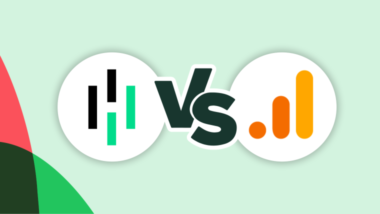 The Heap and Google Analytics logos side by side, joined by 'VS'.