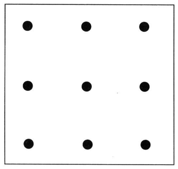 Nine dots arranged in a 3×3 grid.