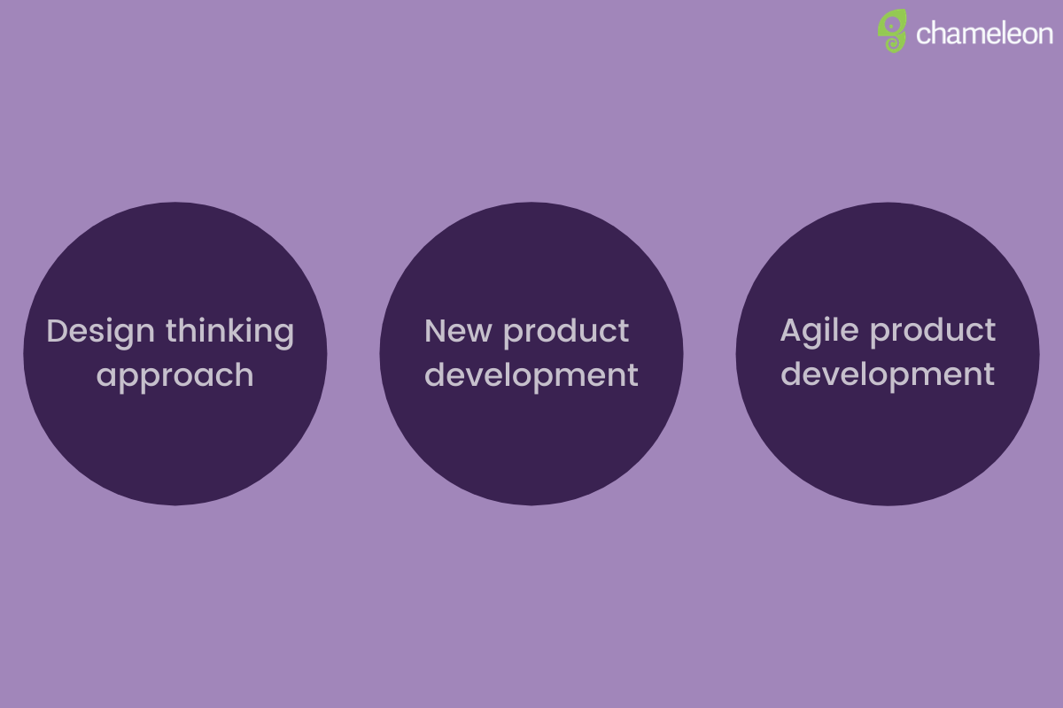 Three types of product development: design thinking approach, new product development, agile product development
