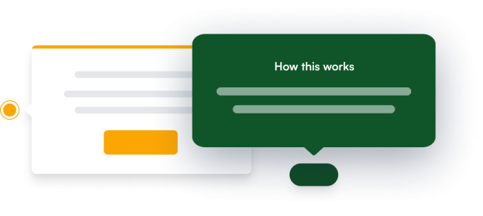 Two Chameleon tooltips: one with a hotspot trigger icon and placeholder body text, the other anchored via a pointer to a UI element.