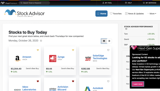 A Chameleon upsell modal on The Motley Fool's Stock Advisor page, prompting users to learn about an additional investment service.