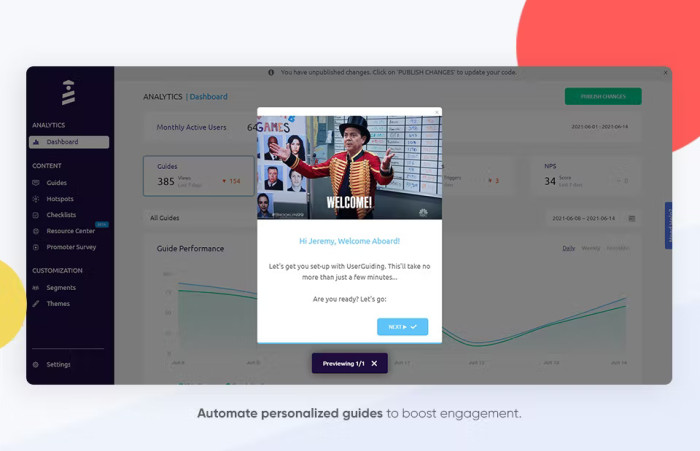 A screenshot of UserGuiding's builder