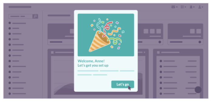 Welcome message onboarding ux design