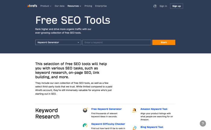 Free tools from Ahrefs