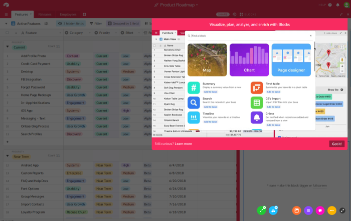 Airtable product tour modal for Blocks