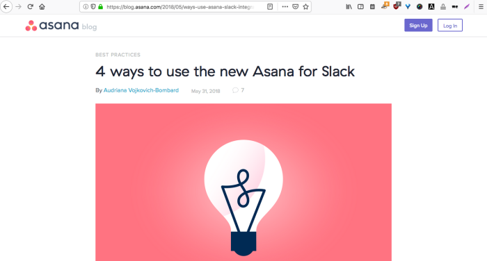 Feature announcement blog post example from Asana