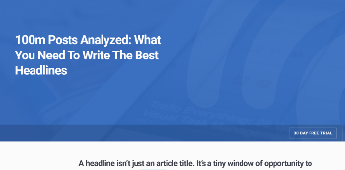 A BuzzSumo article titled '100m Posts Analyzed: What You Need To Write The Best Headlines'