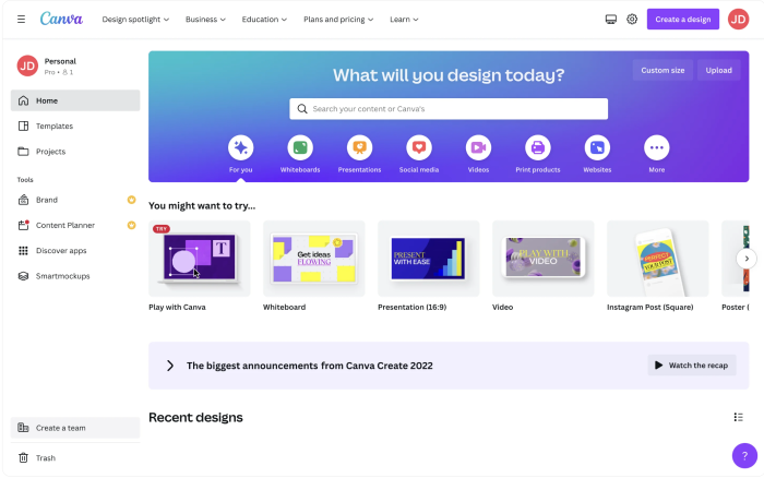 Canva onboarding flow