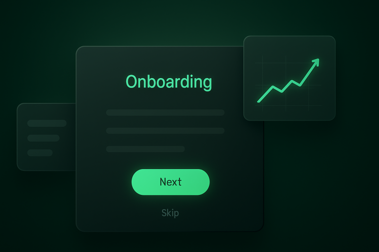 An illustrated onboarding screen with a 