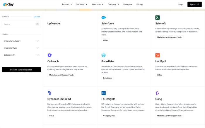 Clay third party integrations