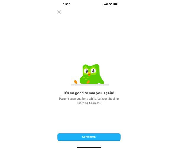 Screenshot of Duolingo gamification example