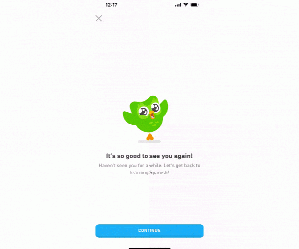 Duolingo reward gamification gif example