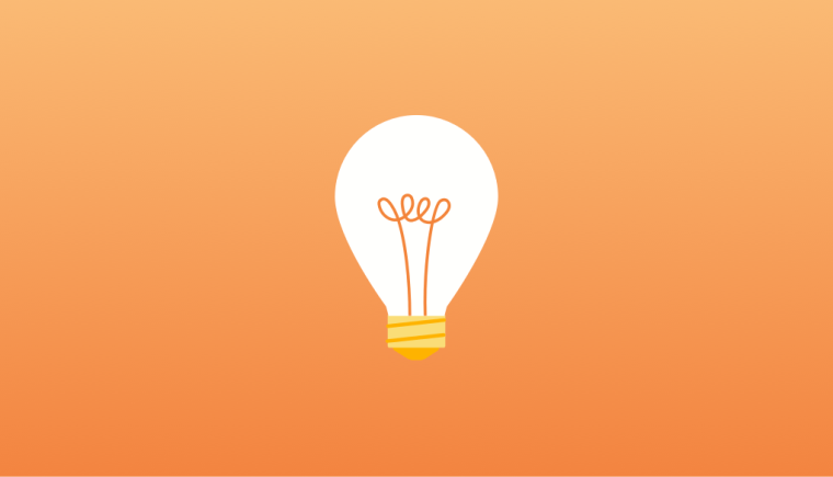 An illustration of a lightbulb on an orange gradient background.