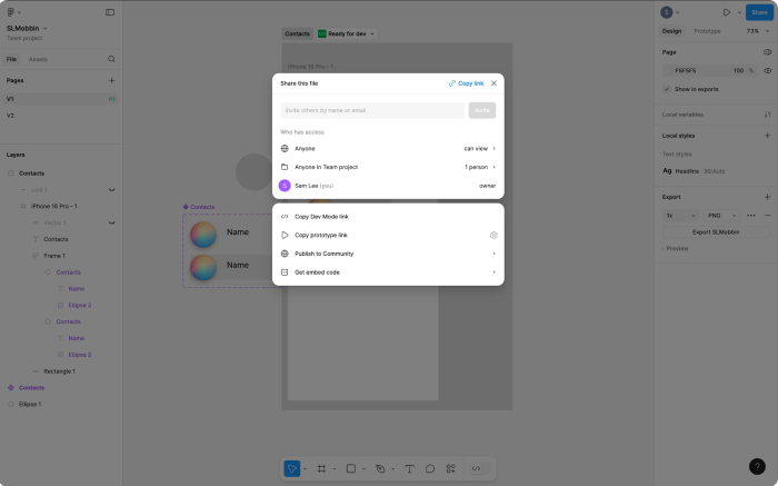 Figma Invite People to Collarborate Screen