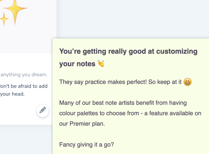 A Chameleon announcement on a fictional product upselling a premium feature.