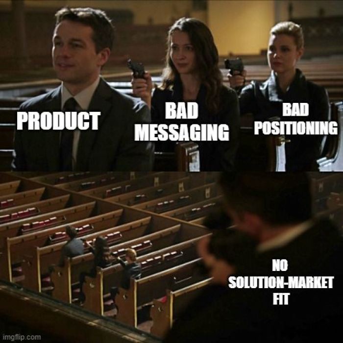 A meme with three figures labeled 
