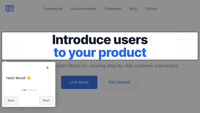 Intro JS javascript product tour screenshot