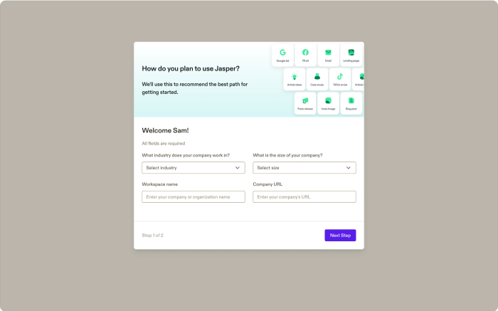 Jasper onboarding screen