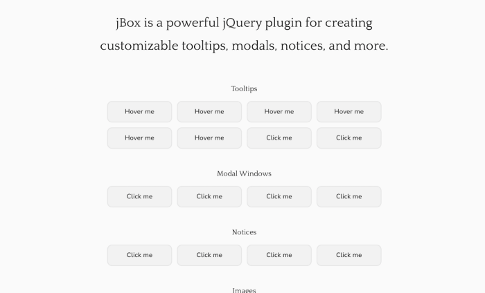 jBox library interface
