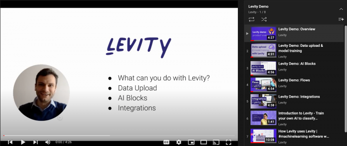 A video thumbnail from Levity's tutorial series as a part of the self-paced onboarding resources