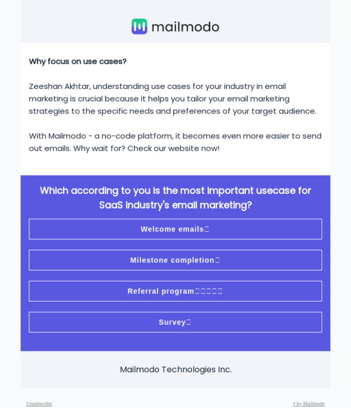 An image of Mailmodo's newsletter