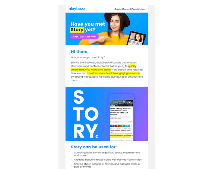 User onboarding process by Playbuzz