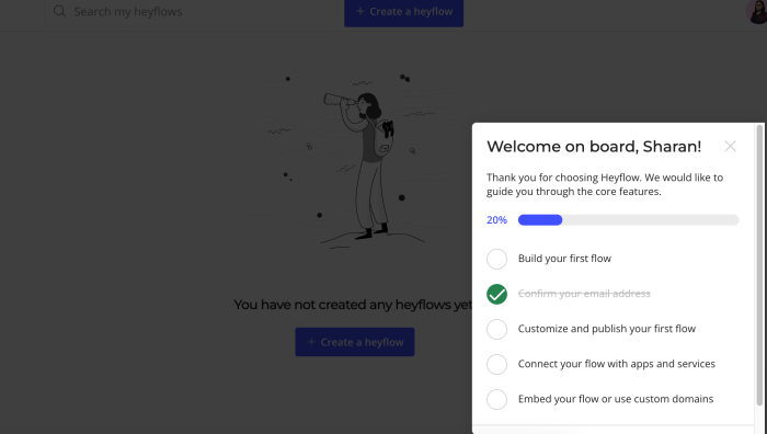HeyFlow's example checklist