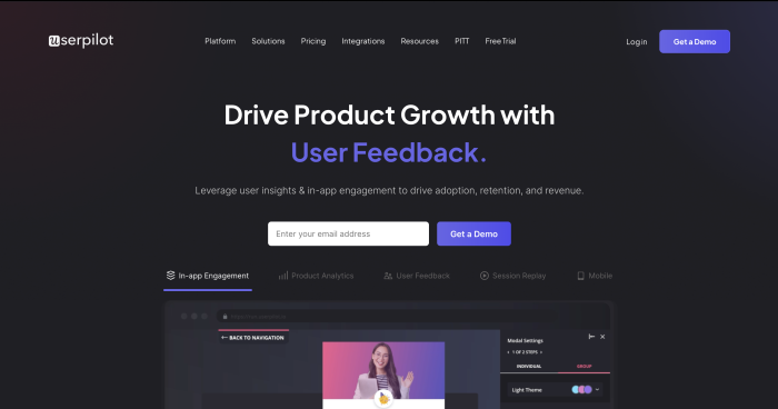 Userpilot Product Analytics Landing Page