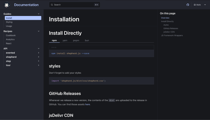 Shepherd js. interface