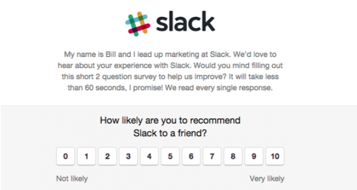 An example of a product survey in Slack