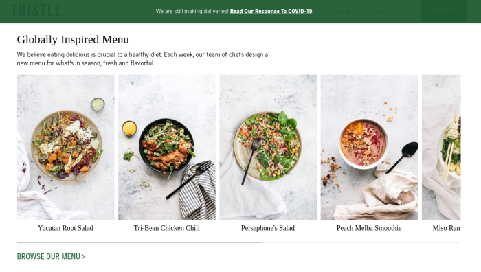 A screenshot of Thistle's COVID-19 banner on the website