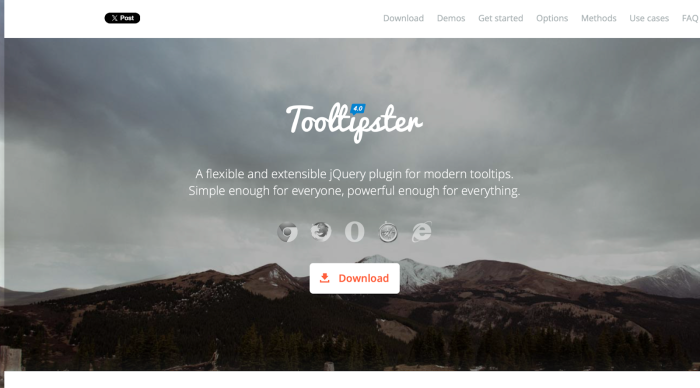 Tooltipster interface screenshot
