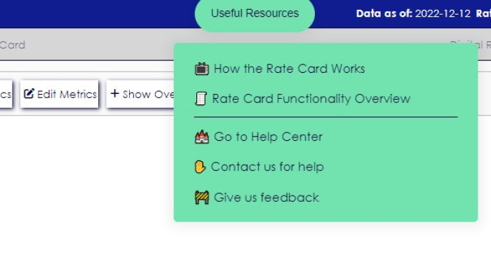 A Chameleon Resource Center showing a 'Useful Resources' menu with links to documentation, a help center, and contact and feedback options.