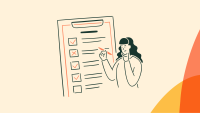 An illustration of a person marking items on a clipboard checklist with three checkmarks, one X, and one empty box.