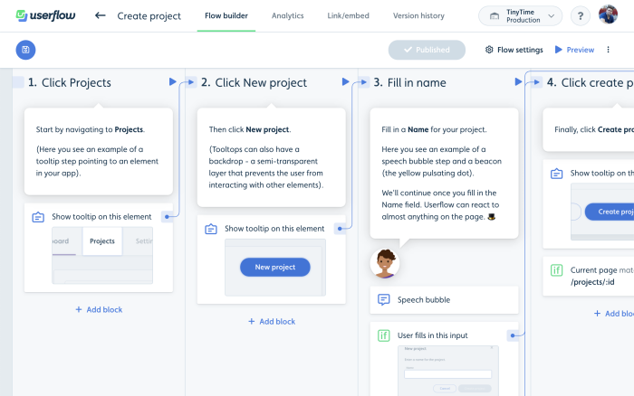 A screenshot of the tooltip builder in the digital adoption platform Userflow