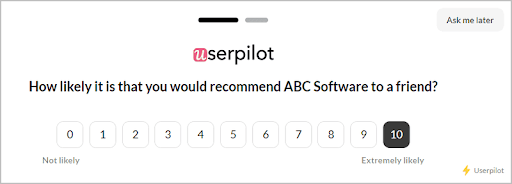 Userpilot in-app feedback tool
