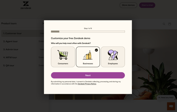 Zendesk Gated Interactive Demo
